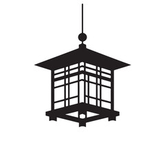 Traditional hanging lantern illustration with ornate details silhouette © Creativity here