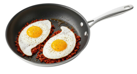 Isolated Eggs Frying in Pan