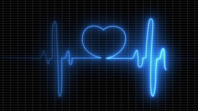 heartbeat pulse cardiogram with a blue electrocardiogram wave on a health monitor screen