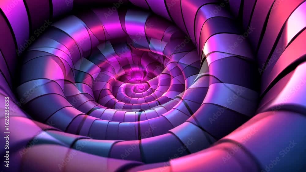 Poster abstract spiral tunnel with metallic texture and neon lighting effect visual
