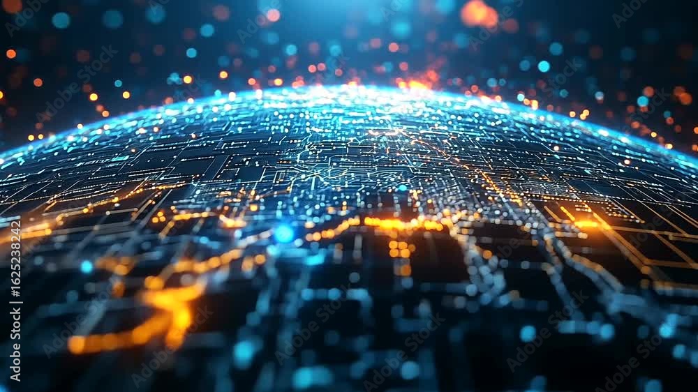 Aufkleber abstract technology background with digital circuit board pattern and glowing lights