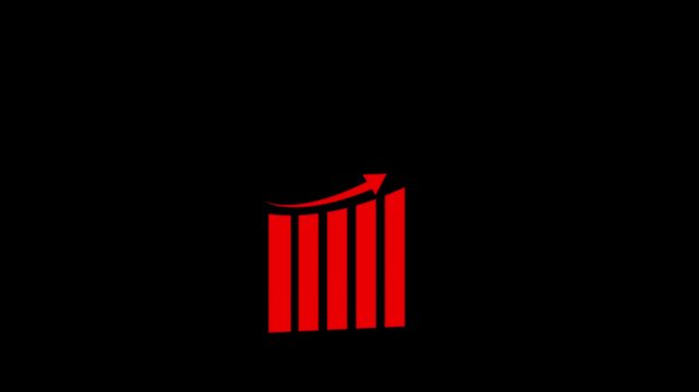 Business growth concept in graph chart showing marketing sales profit increasing to future target .Arrow rising on graph sale symbols. Abstract business growth and graph chart icon animation