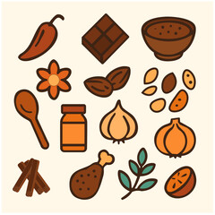 Mexican Mole Ingredients Traditional Icons