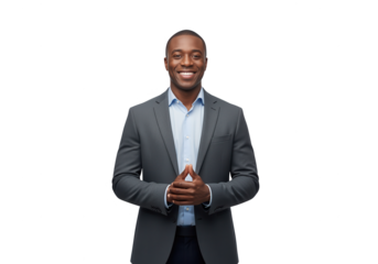 Smiling African American Businessman on White