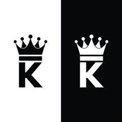 Crown Logo On Letter K Template Stock Vector.