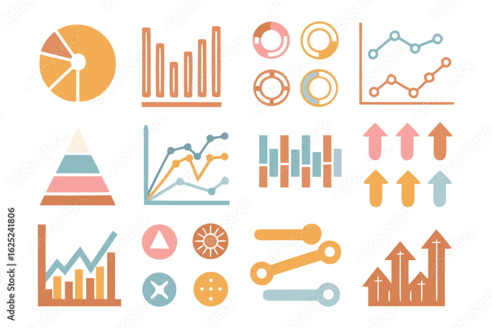 Poster data visualization collection: a vibrant and comprehensive collection of data visualization elements