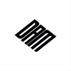 Modern abstract DAM logo design featuring geometric lines for innovative data analysis and digital transformation branding
