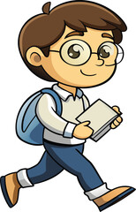 Gentle student reading while walking – 2D school life character concept