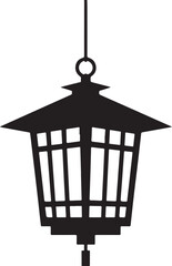 Traditional oriental hanging lantern silhouette design