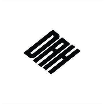 Modern abstract DAH logo design featuring geometric lines for innovative data analysis and digital transformation branding