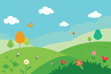 Fototapeta premium summer landscape with flowers