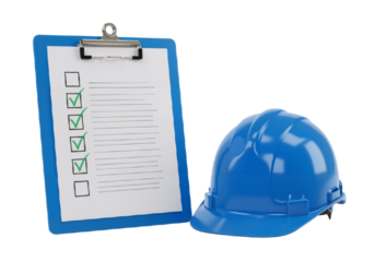 Clipboard and Hard Hat: Organized Safety in Professional Work Environment
