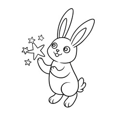 Printable Smiling Bunny Catching Coloring Page