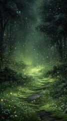 Obraz premium Mystical Glowing Path In Forest