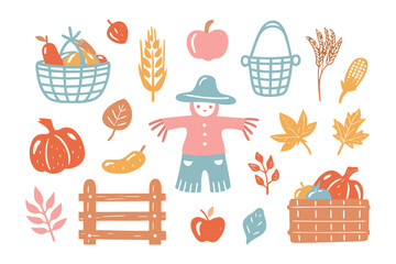 Harvest Bounty Illustration: A delightful illustration showcases a collection of autumn harvest elements.