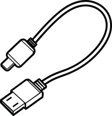 Clean, technical line drawing of a USB charging cable.
