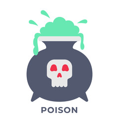 Poison Icon, Toxic Halloween Potion Vector Design, Icon Flat Style