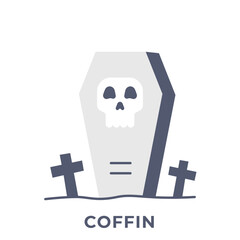 Coffin Icon, Spooky Grave or Vampire Casket Halloween Vector, Icon Flat Style