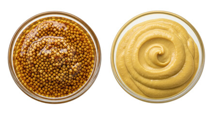 Isolated Mustard in Glass Bowls