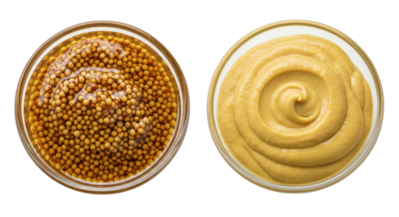 Isolated Mustard in Glass Bowls
