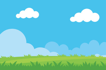 Obraz premium green field and blue sky