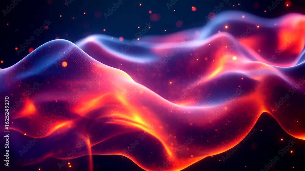 Aufkleber abstract waves with light particles and glowing edges animation background