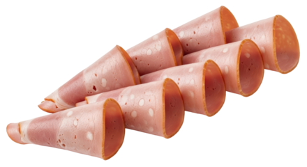 Isolated slices of ham
