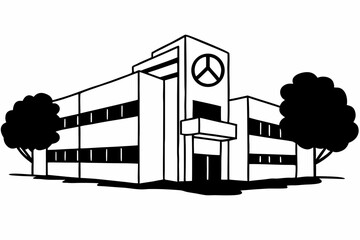 Building with Company Logo Silhouette Vector – Corporate Headquarters, Branding Architecture, and Office Identity Concept