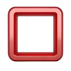 Shiny red square frame with rounded corners isolated on transparent background