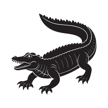 black alligator standing, side view clip art preview