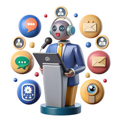 AI Robot Giving a Presentation on Digital