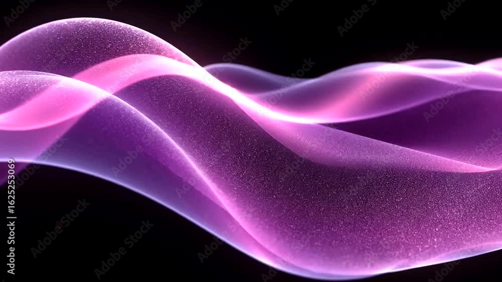 Aufkleber abstract wavy surface with particles in purple color 3d render background