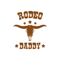 Rodeo Daddy Western Typography with Longhorn Skull © Orapanasbelas