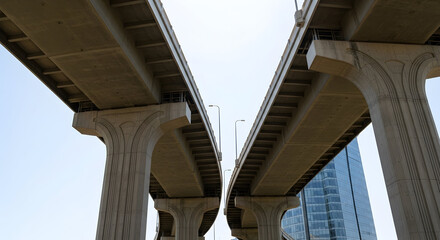 Fototapeta premium Modern Highway Overpass Architecture Concrete Structure Design Engineering