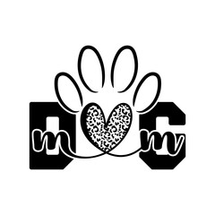Dog Mom Typography with Leopard Paw Print Graphic