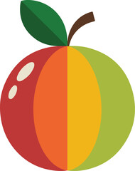 Colorful apple fruit with leaf and stem illustration