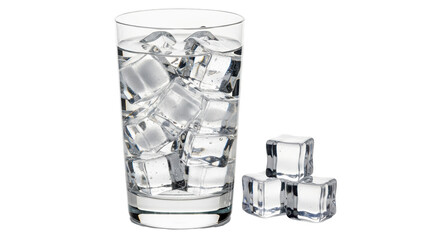 Isolated Glass of Water with Ice Cubes