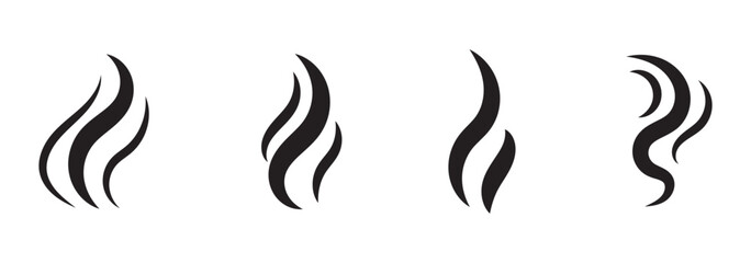 Flowing Smoke Waves – Abstract Minimal Icons for Incense ,Smoke Wave Icons – Minimal Flowing Lines for Aroma and Steam 