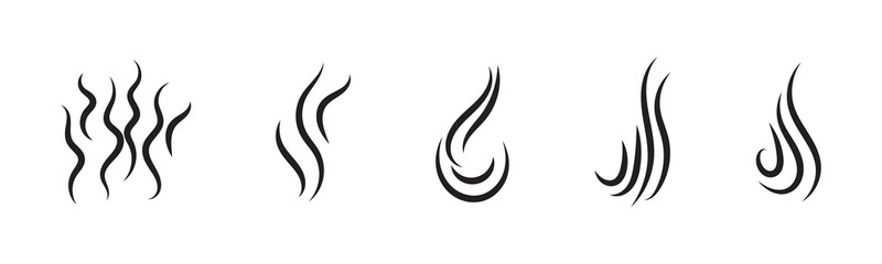 Aroma Steam Icons – Thin Curvy Line Art Vector Elements