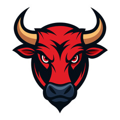 Stylish Design Bull Head Vector Style on White