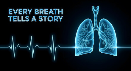A medical and health-themed image of glowing human lungs with a heartbeat line, representing respiratory health, wellness, and the importance of every single breath.