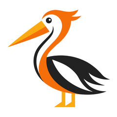Stylish Design Pelican Vector Style on White