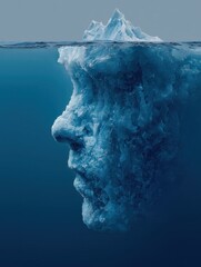 Iceberg underwater forming human face profile
