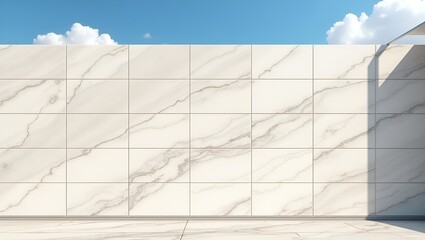 Exterior Wall Elevation with Intricate Tile Design Featuring Geometric Patterns and Elegant Facade Details