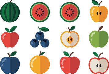 Colorful vector illustration of various fruits