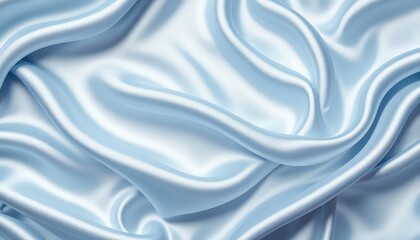Naklejka premium Pale light blue silky fabric texture with gentle folds, creates a subtle and delicate abstract background