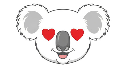 Isolated Koala Head with Heart Eyes
