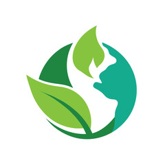 Obraz premium A green leaf circling the earth global symbolizing environmental protection and sustainability