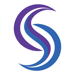 Abstract letter S logo with a vibrant blue and purple gradient symbolizing flow movement and technology