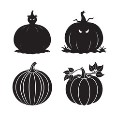 silhouette of pumpkin set bundle on the white background